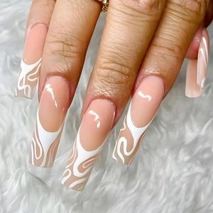 📢 4/$15 Abstract French Tip Press On Nails
